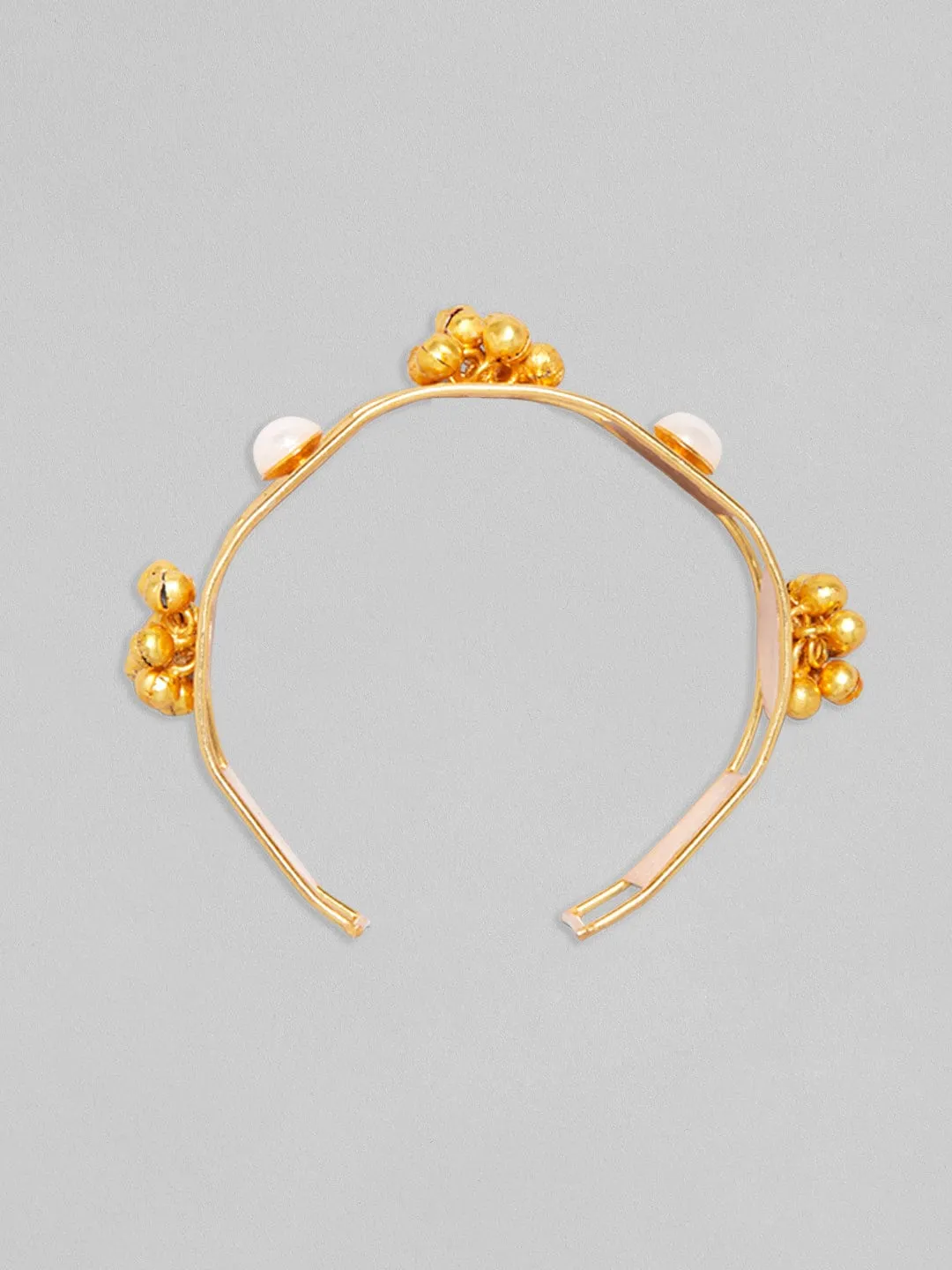 Rubans 24K Gold Plated Handcrafted Bracelet With Pearls And Golden Beads