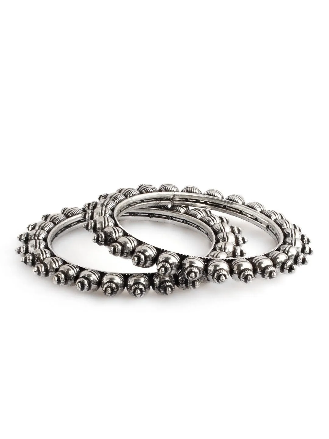 Rubans Women Set of 2 Oxidised Silver-Plated Bangles