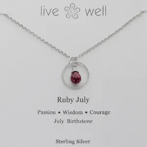 Ruby July Birthstone Necklace By Live Well