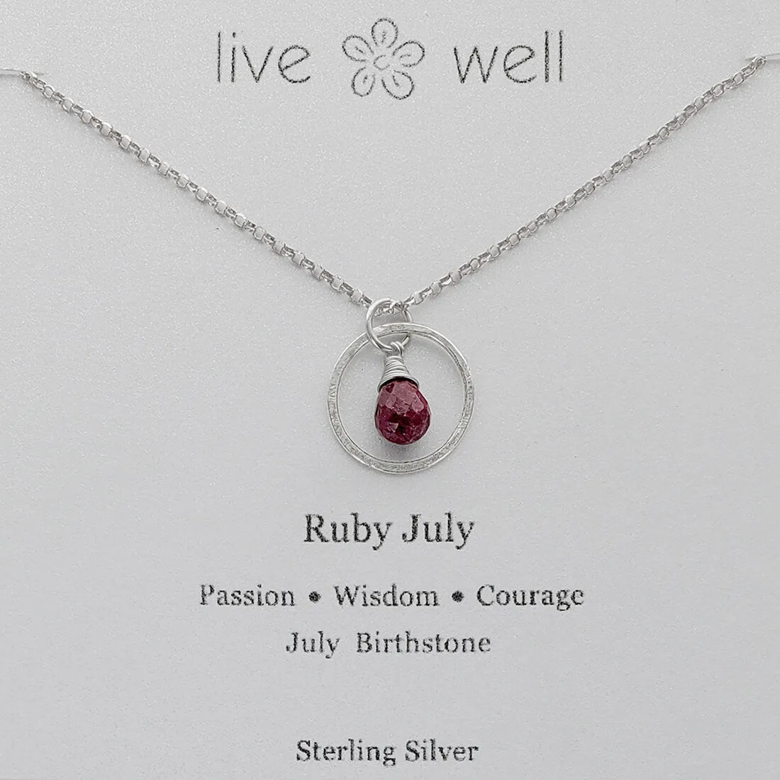 Ruby July Birthstone Necklace By Live Well