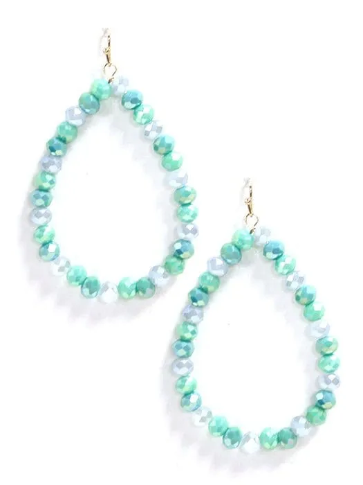 SE7061 Beaded Teardrop Hoop Earrings