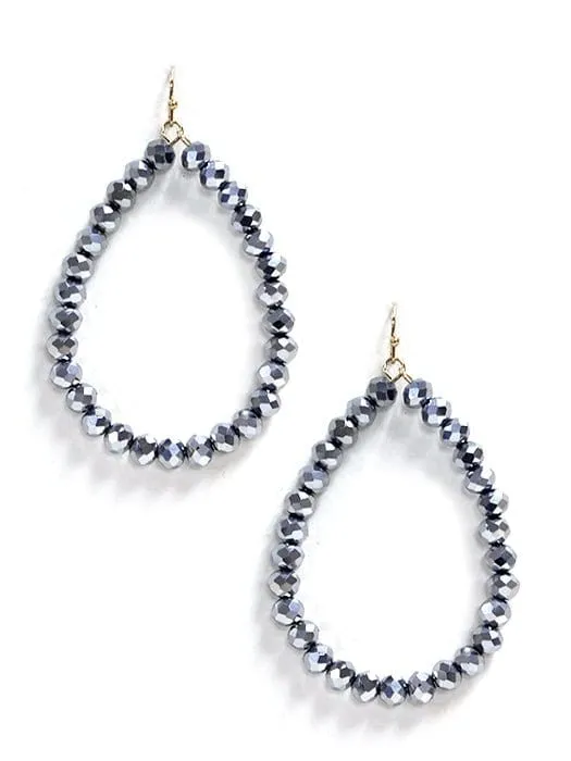 SE7061 Beaded Teardrop Hoop Earrings