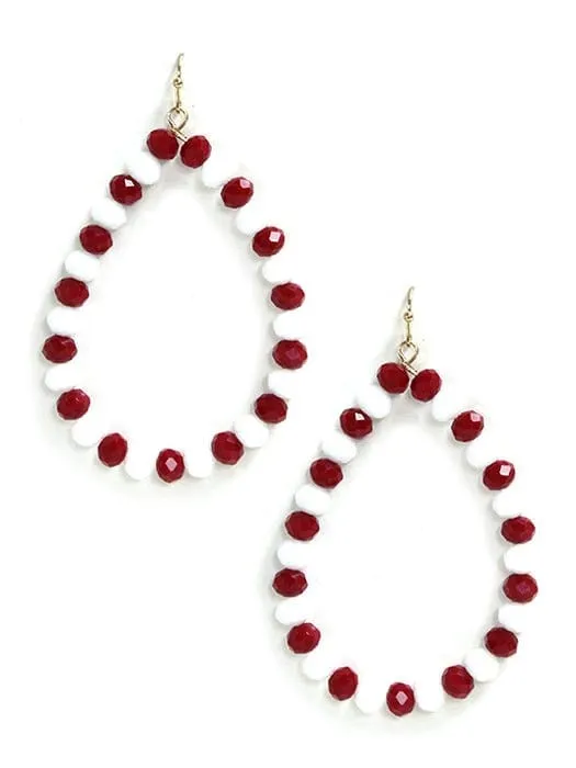 SE7061 Beaded Teardrop Hoop Earrings