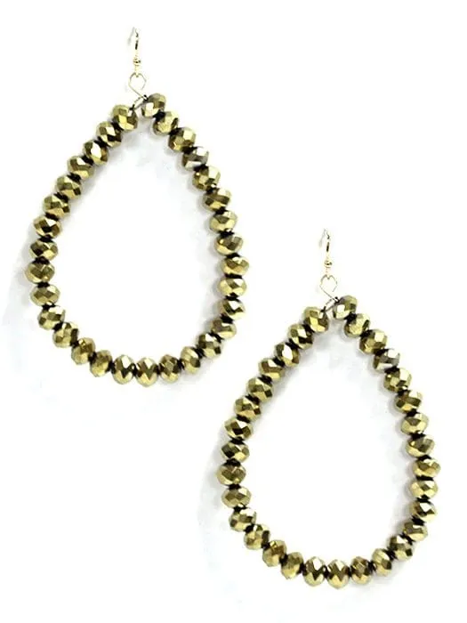 SE7061 Beaded Teardrop Hoop Earrings