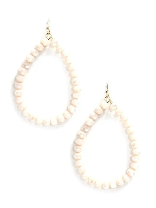 SE7061 Beaded Teardrop Hoop Earrings