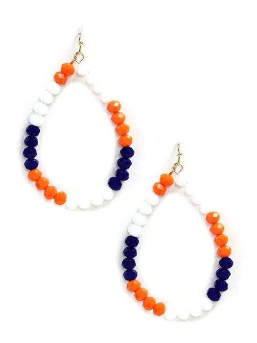 SE7061 Beaded Teardrop Hoop Earrings