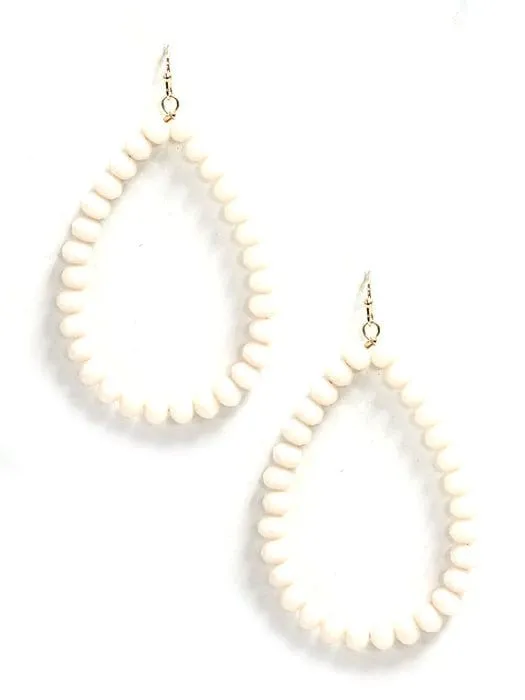 SE7061 Beaded Teardrop Hoop Earrings