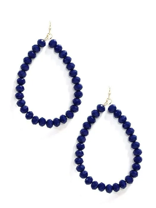 SE7061 Beaded Teardrop Hoop Earrings