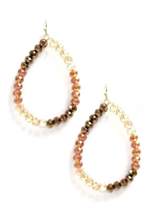 SE7061 Beaded Teardrop Hoop Earrings