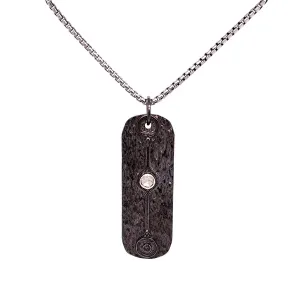 Silver and Black Rhodium Raw Diamond Dogtag Pendant