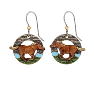 Silver Forest Horse Running Earrings