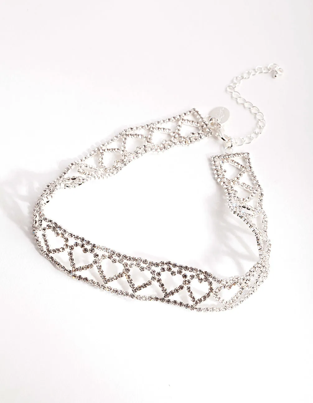 Silver Heart Pattern Choker