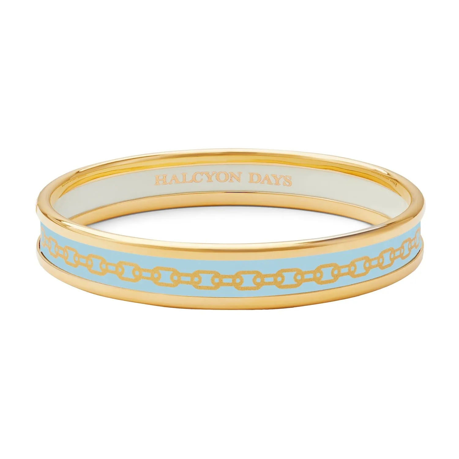 Skinny Chain Forget-Me-Not & Gold Enamel Bangle