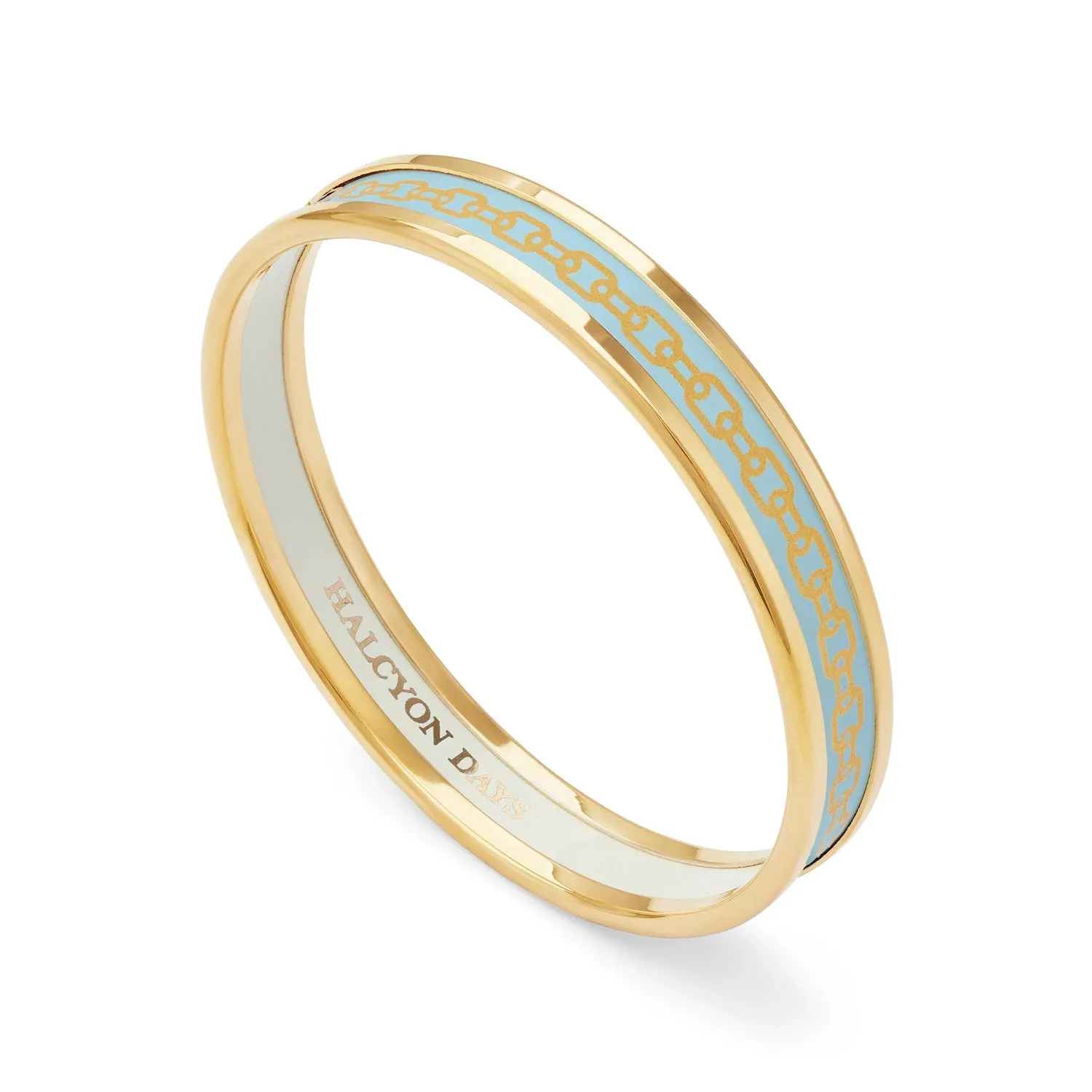 Skinny Chain Forget-Me-Not & Gold Enamel Bangle