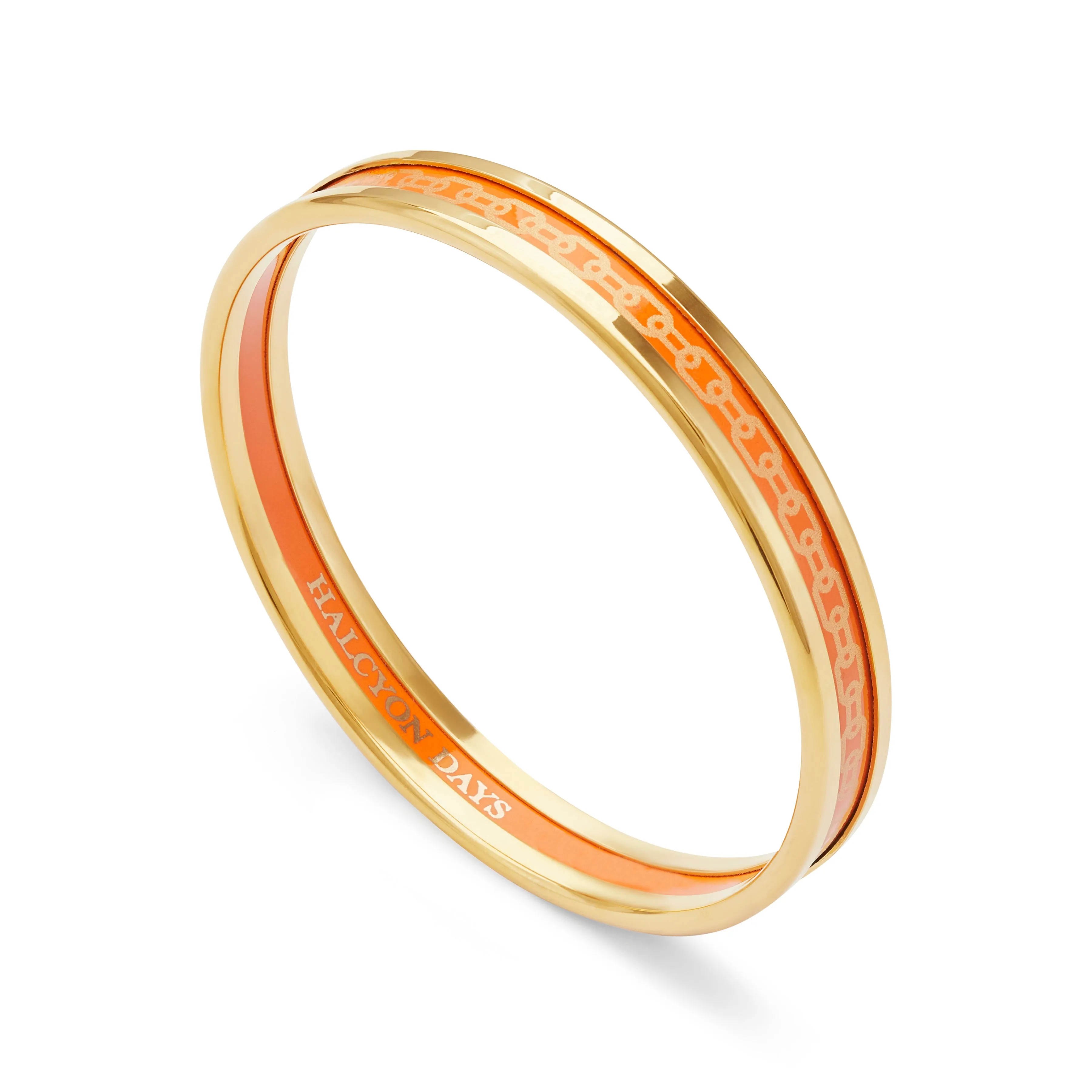 Skinny Chain Orange & Gold Enamel Bangle