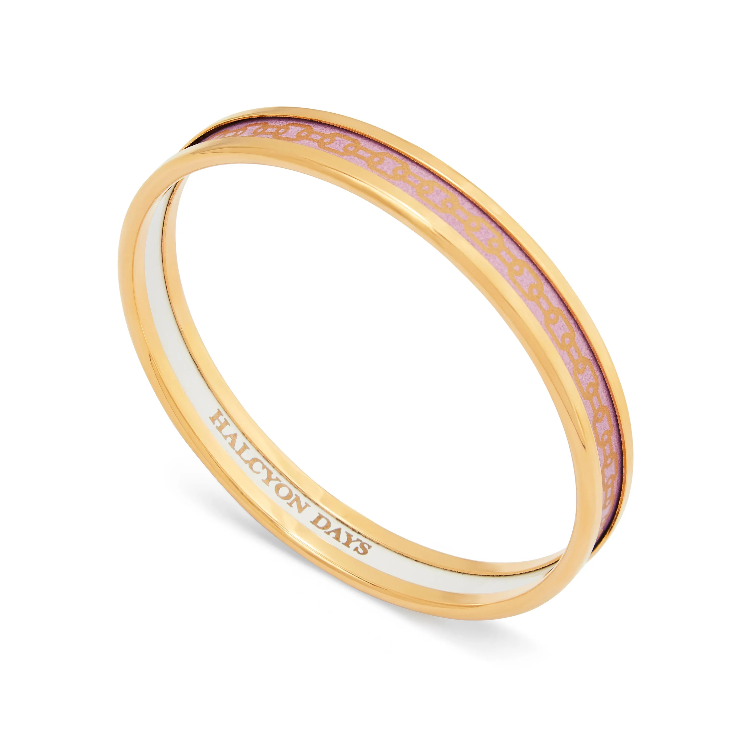 Skinny Chain Pale Pink & Gold Enamel Bangle