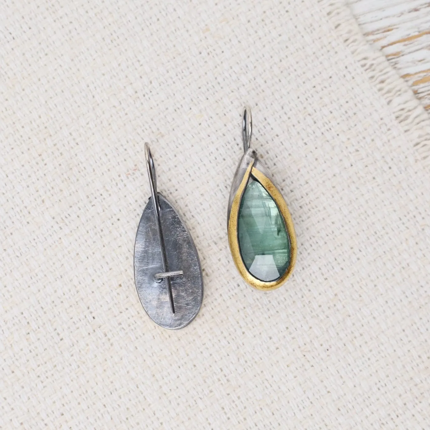 Sky Blue Kyanite Small Teardrop Fold Earrings