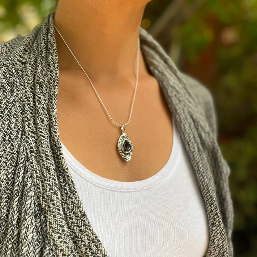 Smoky Quartz Seed Pod Design Pendant - Zari