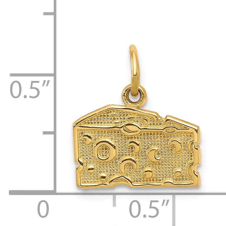 Solid 14k Yellow Gold Swiss Cheese Pendant