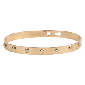 Spaced Diamond Round Bezel Setting Bangle