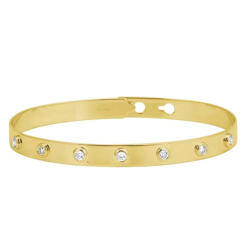 Spaced Diamond Round Bezel Setting Bangle