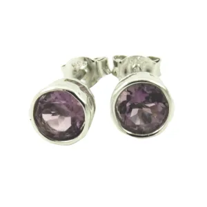 Sterling Amethyst Stud Earrings