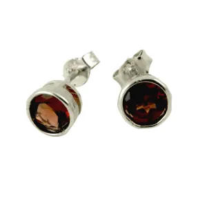 Sterling Garnet Stud Earrings