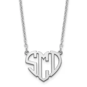 Sterling Silver Block Heart Initial Necklace