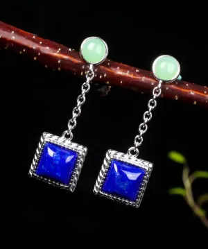 Sterling Silver Gem Stone Drop Earrings