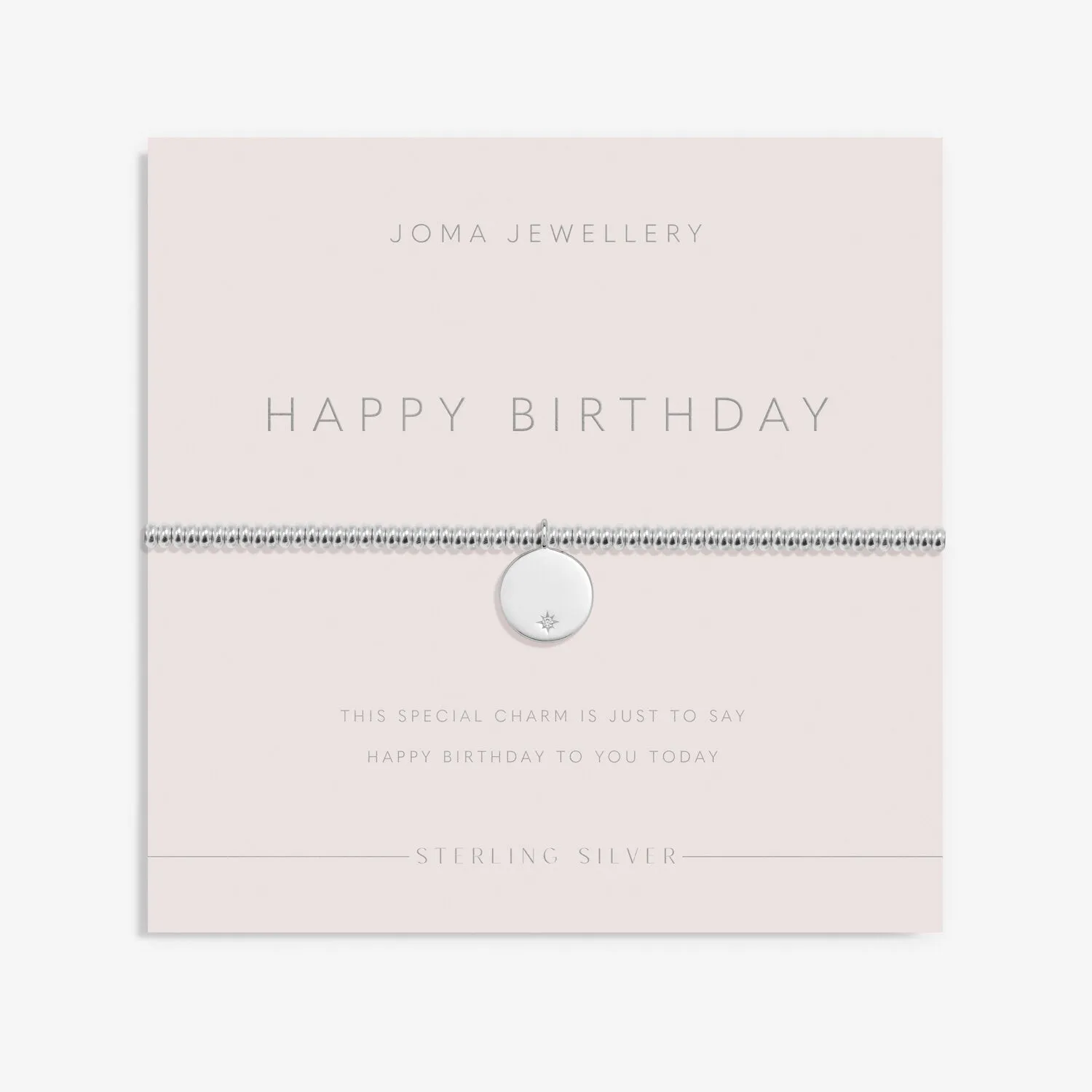 Sterling Silver Happy Birthday Cubic Zirconia Disc Bracelet JJS0060