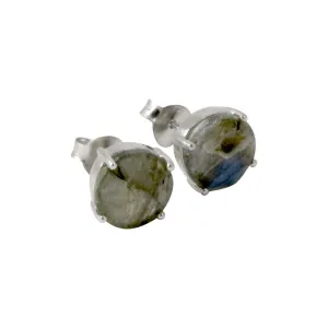 Sterling Silver Round Grey Labradorite Studs