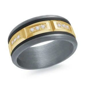 Tantalum with Carbon Fiber and 14K Yellow Gold Ring from the Tantalum Collection by Malo - MRDTC-005-9BYD