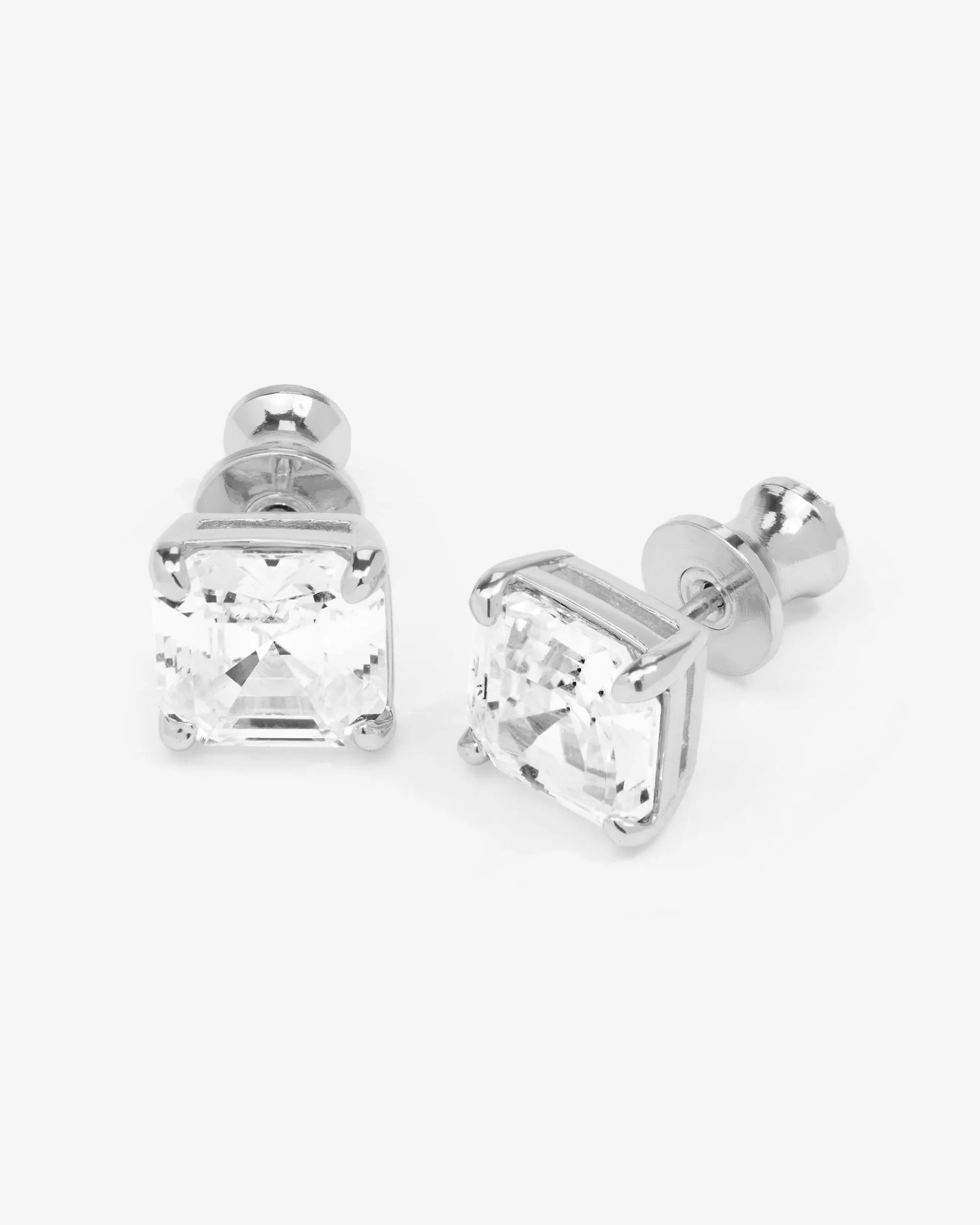 The Queen's 8mm Studs - Silver|White Diamondettes