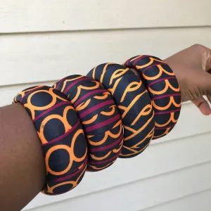 Toghu Burgundy African Print Bangles Bracelets