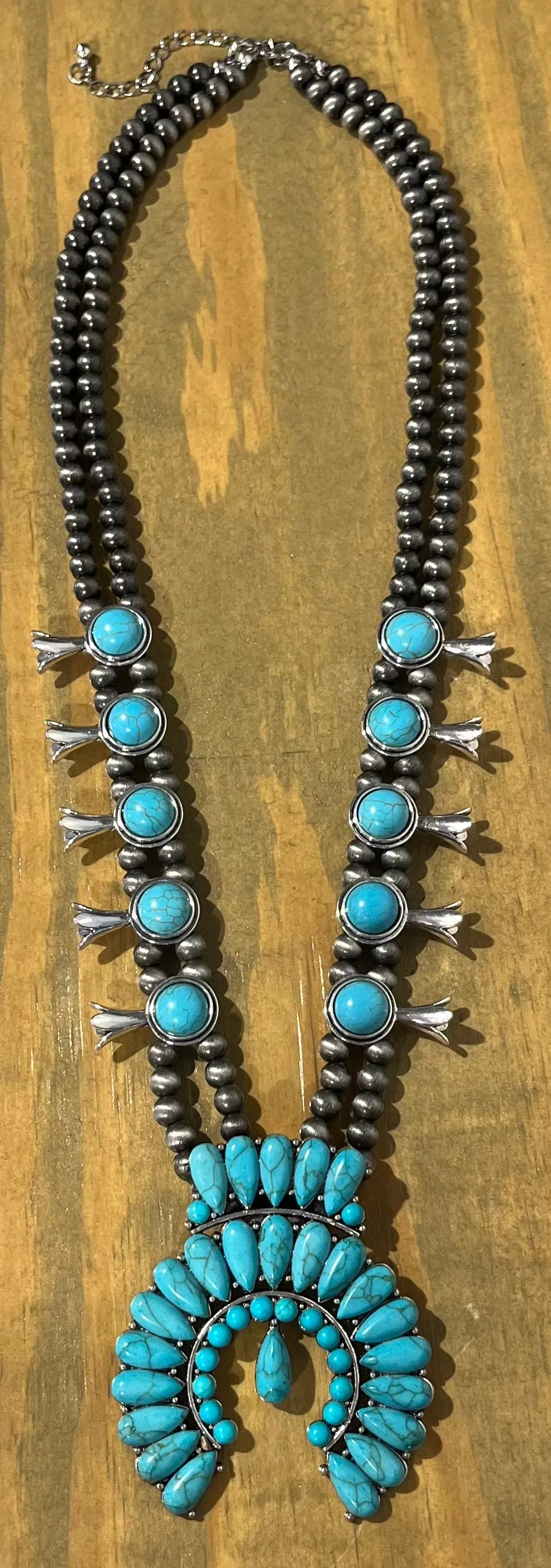 Turquoise Mini Squash Blossom Necklace