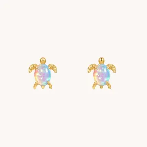 Turtle opal Gold Stud Earrings