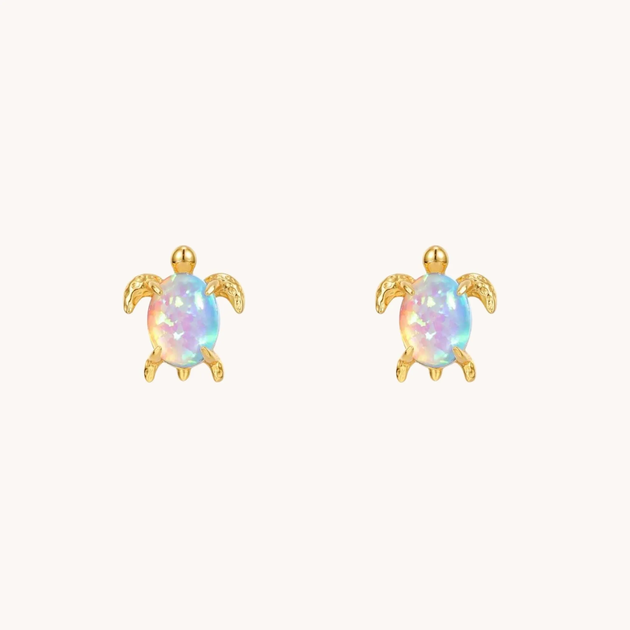 Turtle opal Gold Stud Earrings