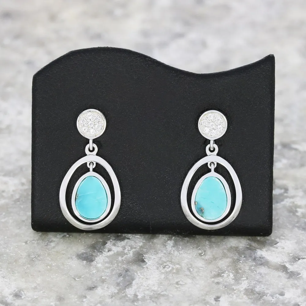 Unique & Co Sterling Silver Turquoise Drop Earrings ME-881