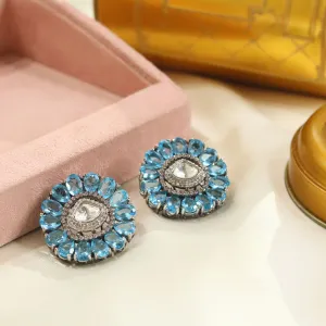 Unique Ethnic Earrings with Indian Handmade Design Stone and Intricate Crystals