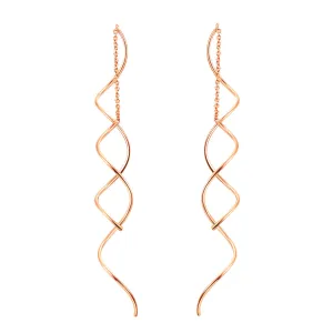 Unique Twisted Bar Long Line Chain Earrings White/Rose Gold plated Fashion Drop/Dangle Earring Jewelry Ear Cuff For Women