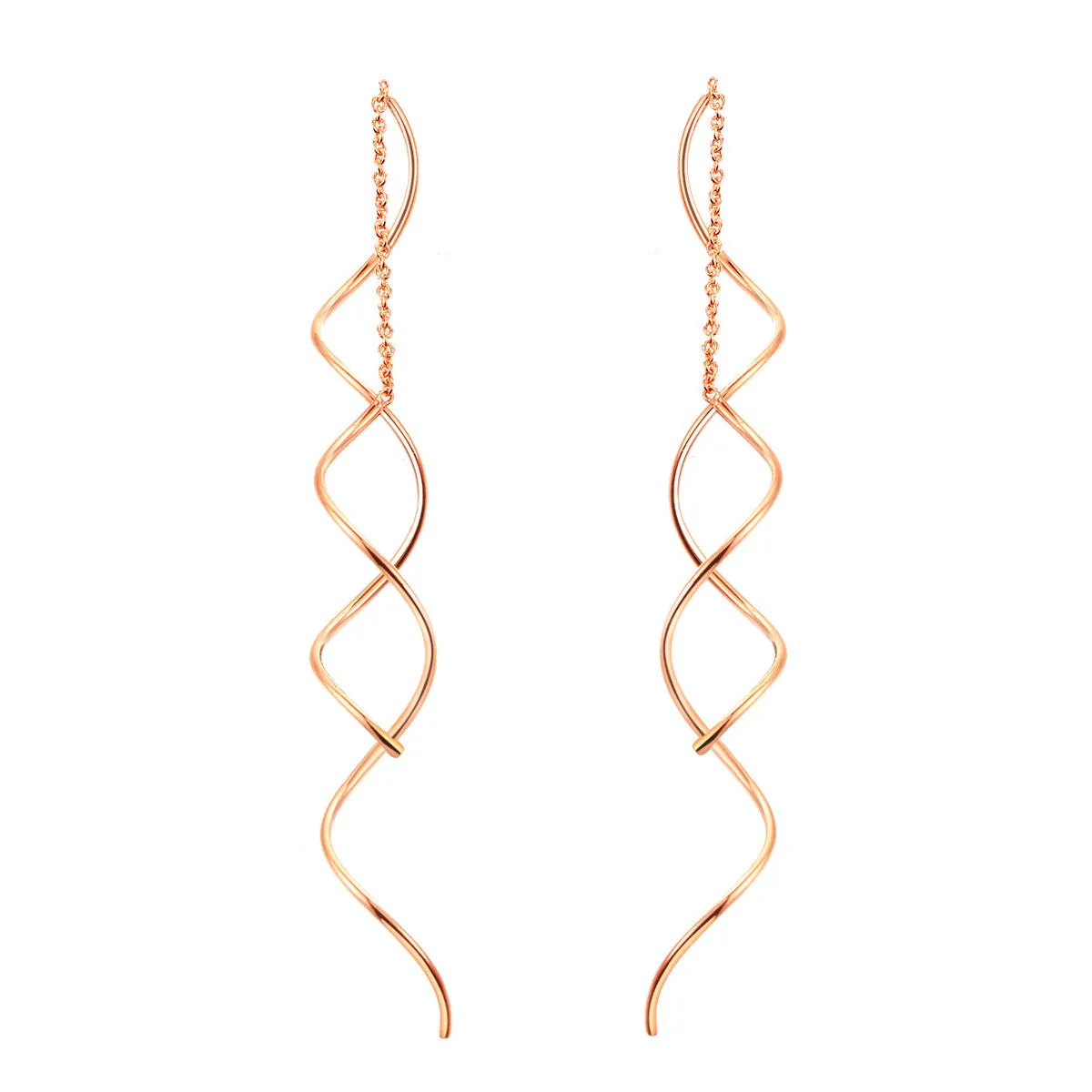 Unique Twisted Bar Long Line Chain Earrings White/Rose Gold plated Fashion Drop/Dangle Earring Jewelry Ear Cuff For Women