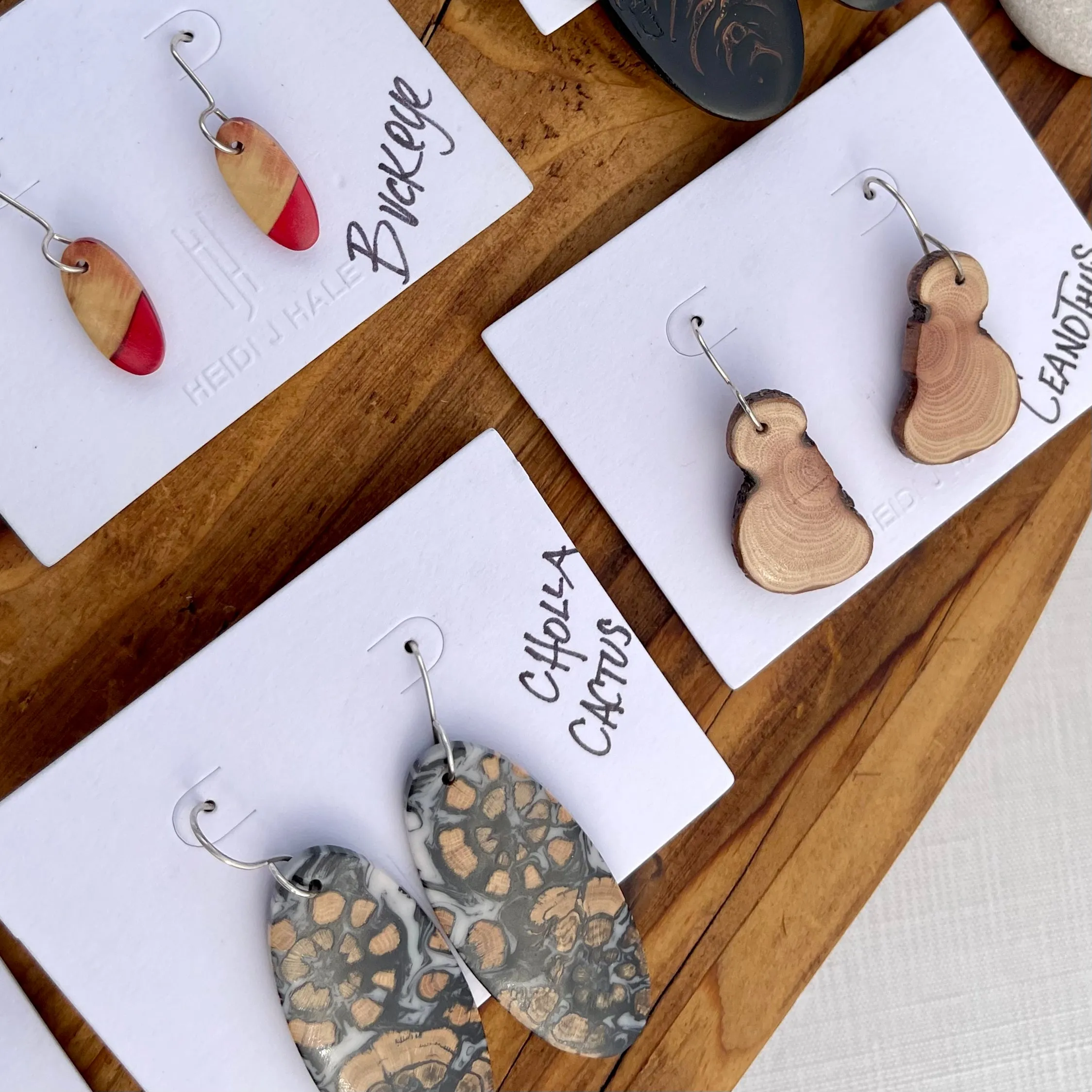 Unique Wood & Resin Earrings