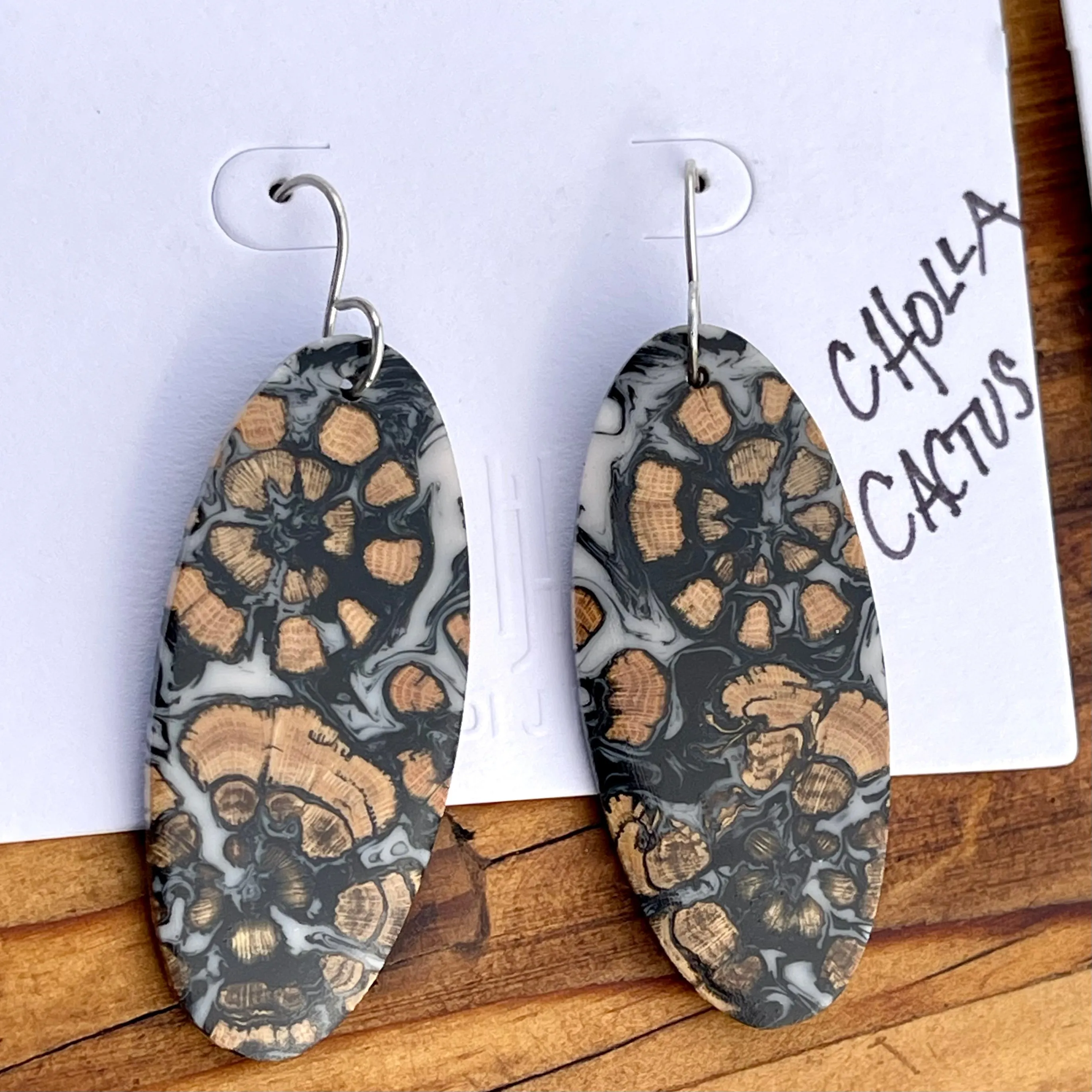 Unique Wood & Resin Earrings