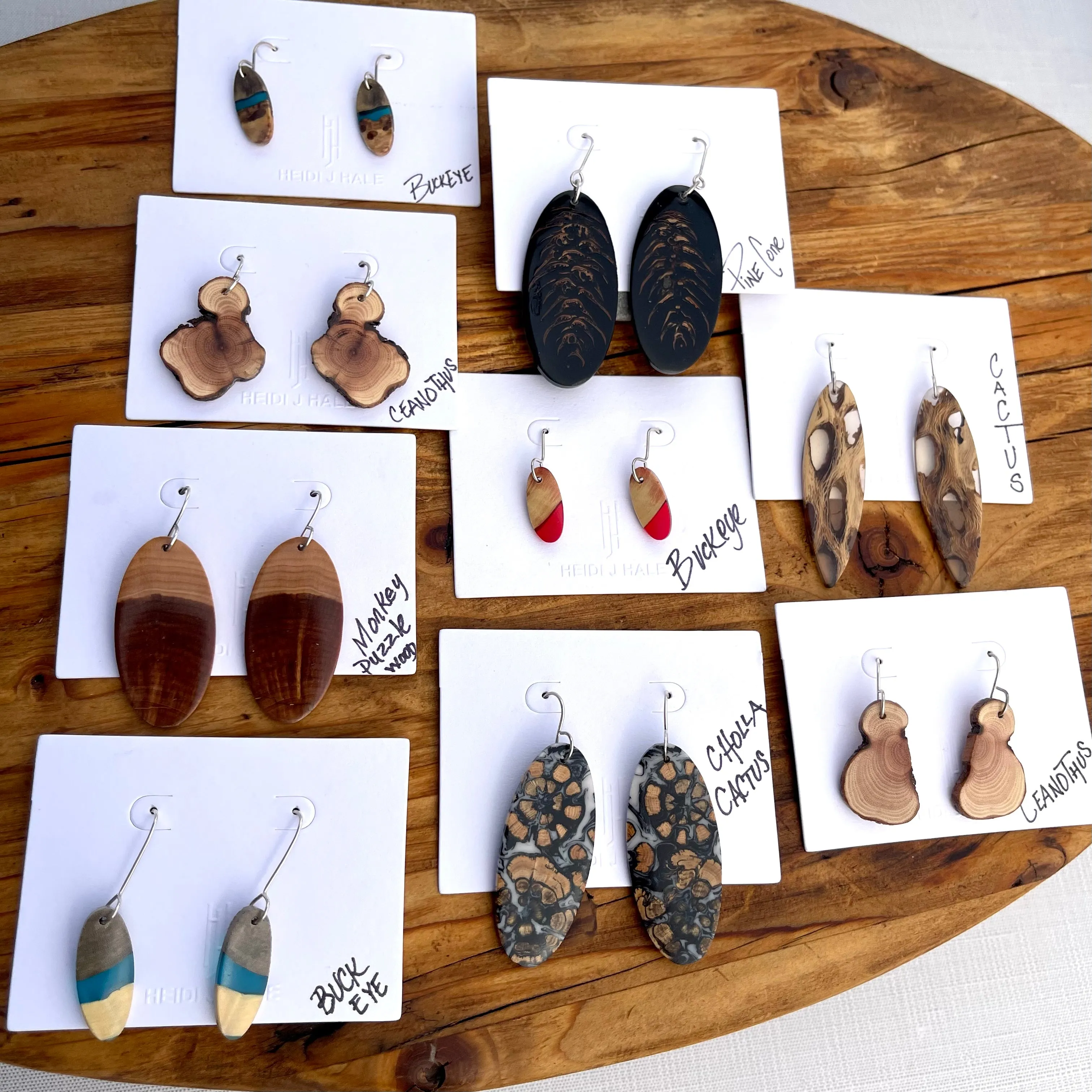 Unique Wood & Resin Earrings