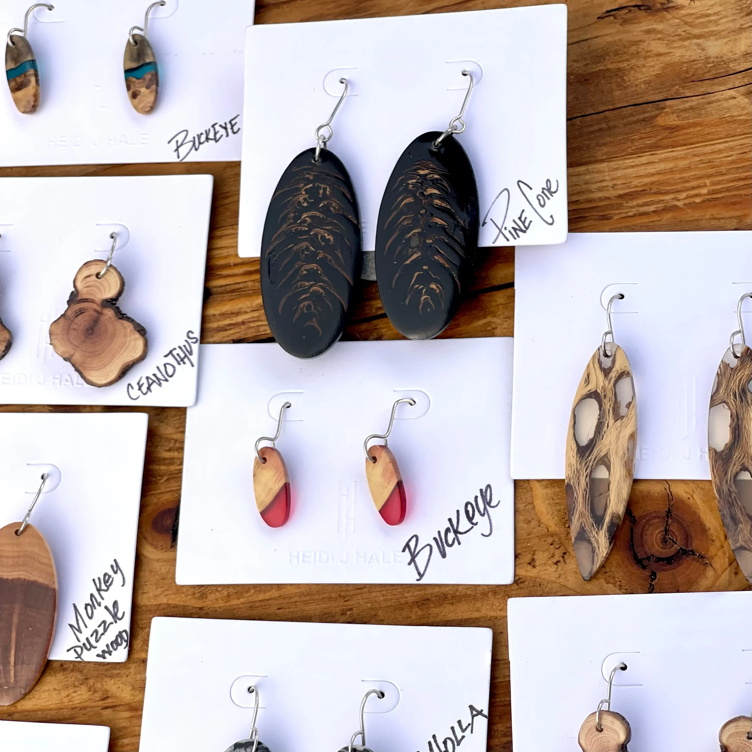 Unique Wood & Resin Earrings