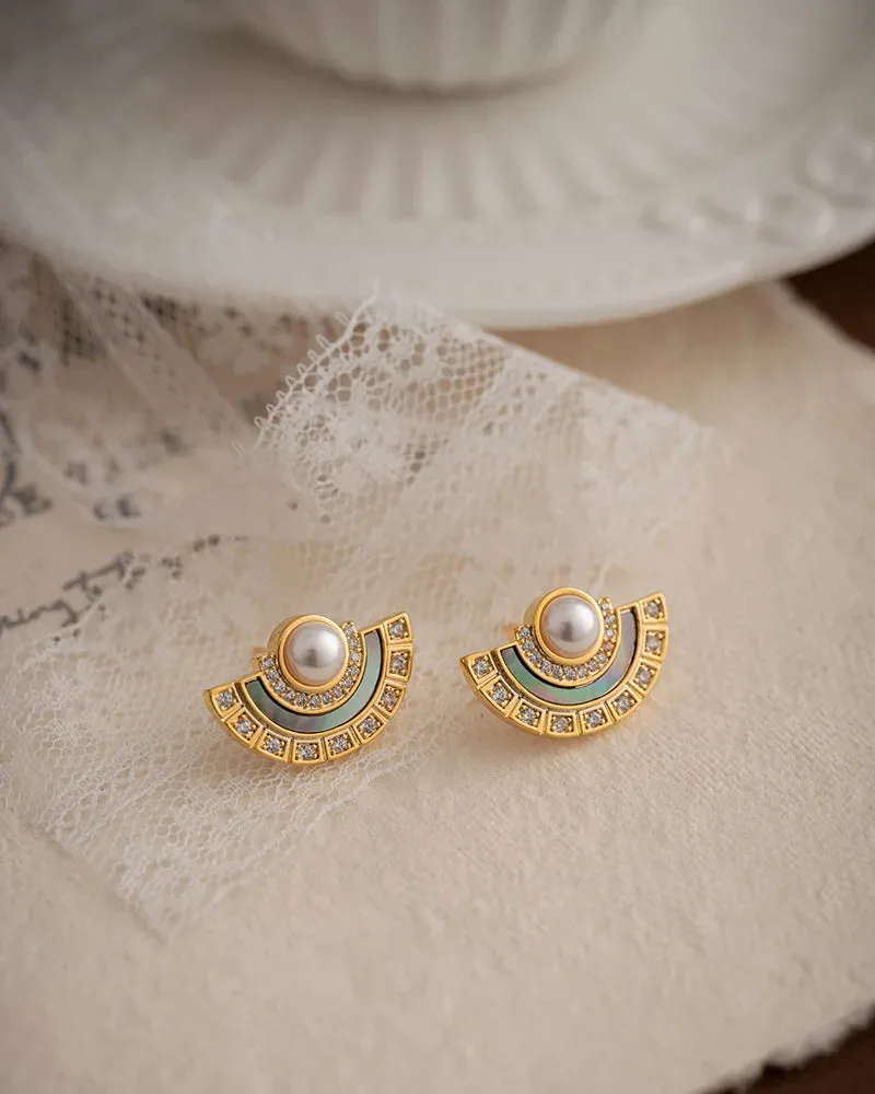 VAIGE Elegant Temperament Glass Pearl Studs in Soft White and Blush Pink