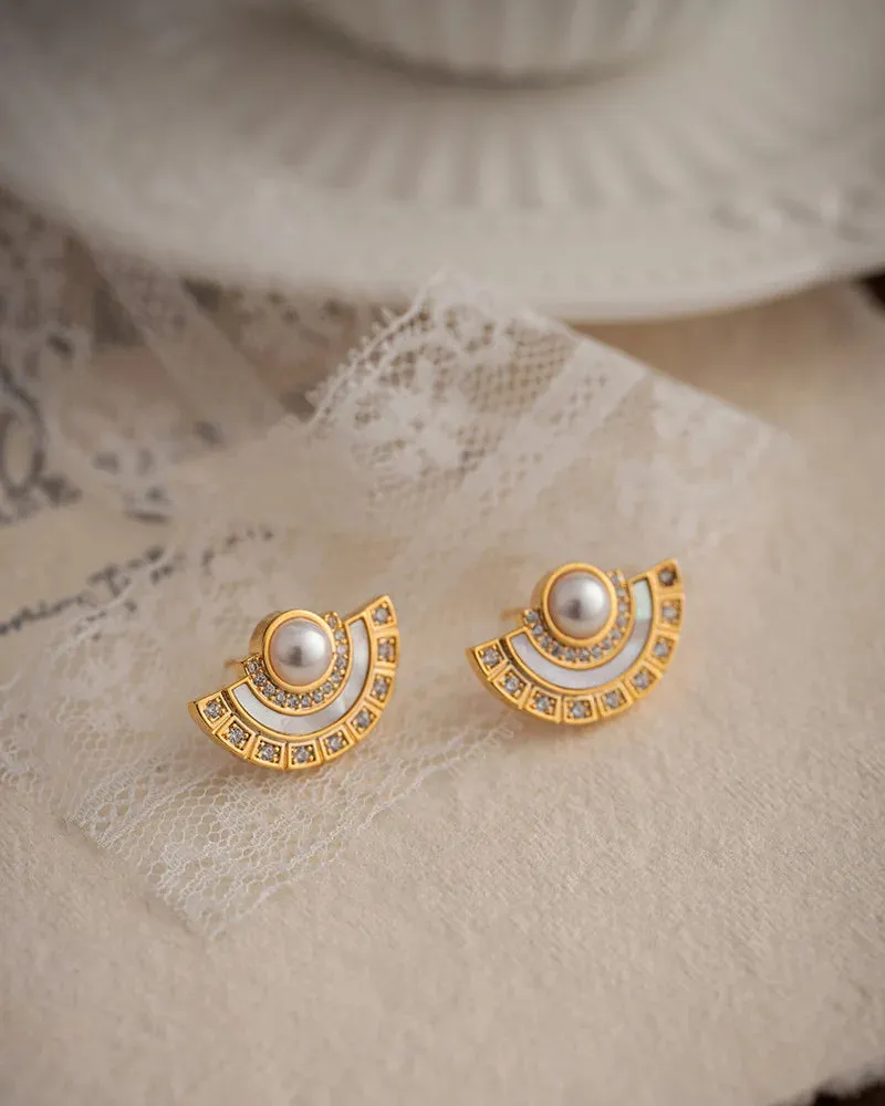 VAIGE Elegant Temperament Glass Pearl Studs in Soft White and Blush Pink