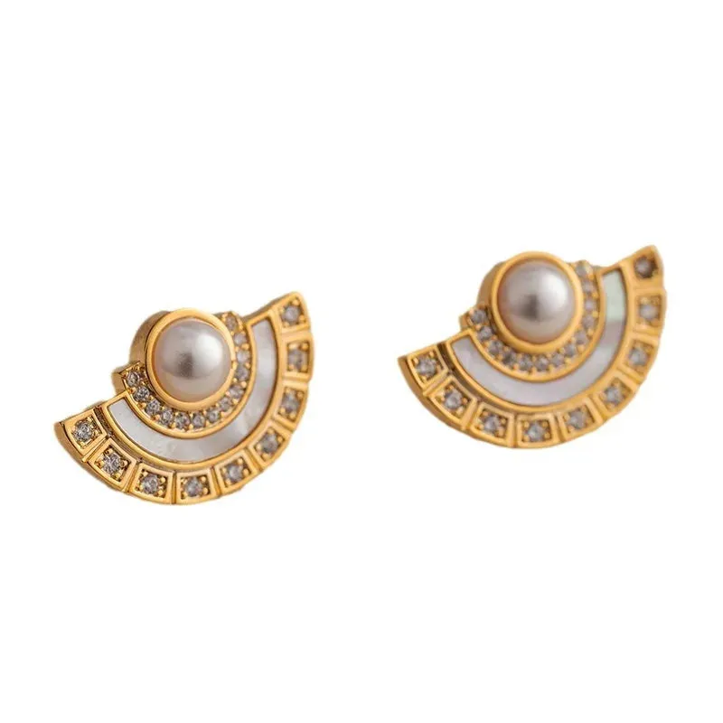 VAIGE Elegant Temperament Glass Pearl Studs in Soft White and Blush Pink