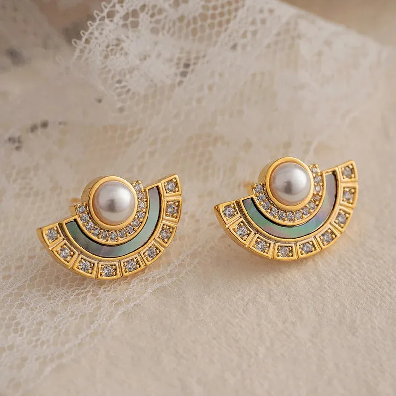 VAIGE Elegant Temperament Glass Pearl Studs in Soft White and Blush Pink