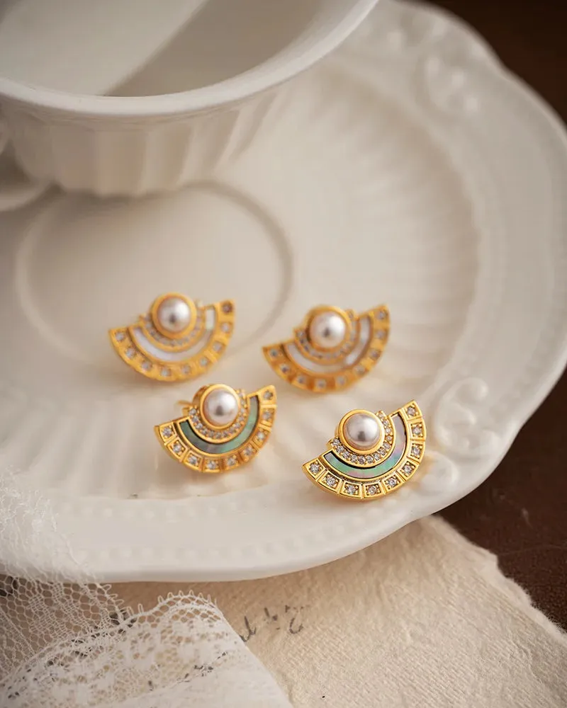 VAIGE Elegant Temperament Glass Pearl Studs in Soft White and Blush Pink